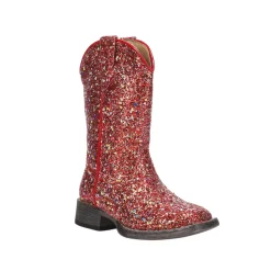 Glitter Galore Square Toe Pull On Cowboy Boots (Little Kid)
