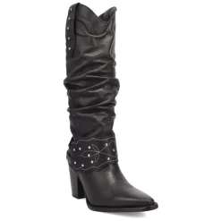 Grit N' Grace Slouchy Studded Snip Toe Pull On Cowboy Boots