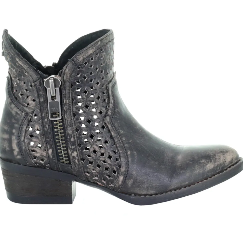 Hand Cut Zippered Round Toe Cowboy Booties