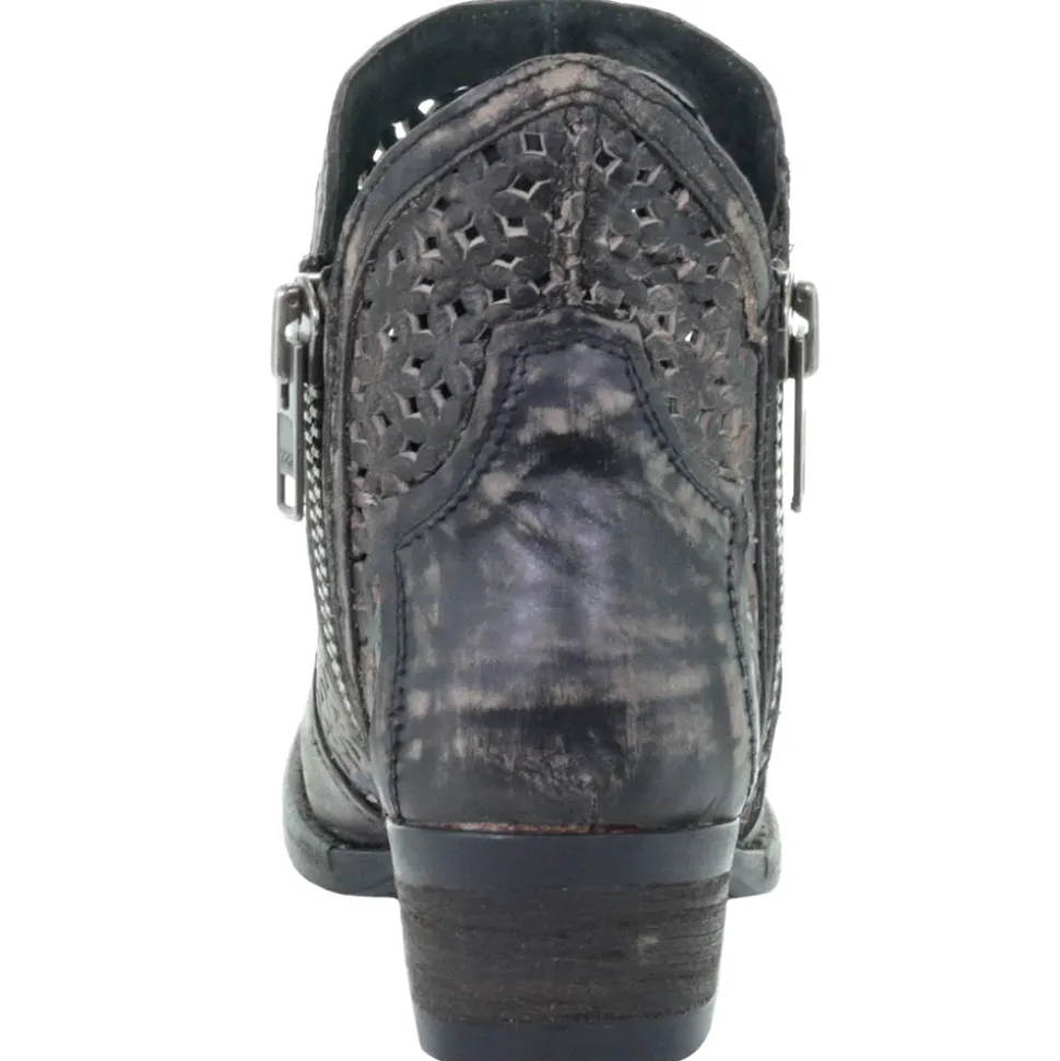 Hand Cut Zippered Round Toe Cowboy Booties