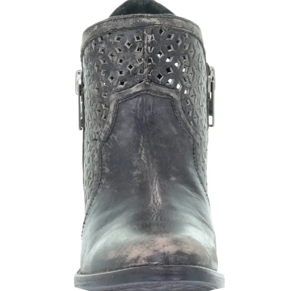 Hand Cut Zippered Round Toe Cowboy Booties