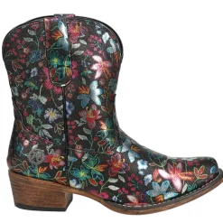 Ingrid Floral Metallic Snip Toe Cowboy Booties