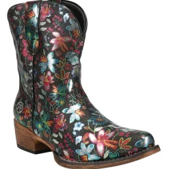 Ingrid Floral Metallic Snip Toe Cowboy Booties