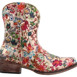 Ingrid Floral Metallic Snip Toe Cowboy Booties