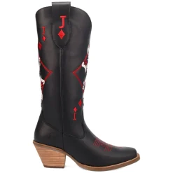 Jack Of Diamonds Graphic Embroidered Square Toe Pull On Cowboy Boots