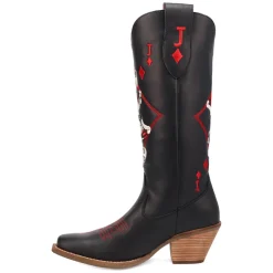 Jack Of Diamonds Graphic Embroidered Square Toe Pull On Cowboy Boots