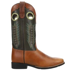 James Embroidered Square Toe Pull On Cowboy Boots