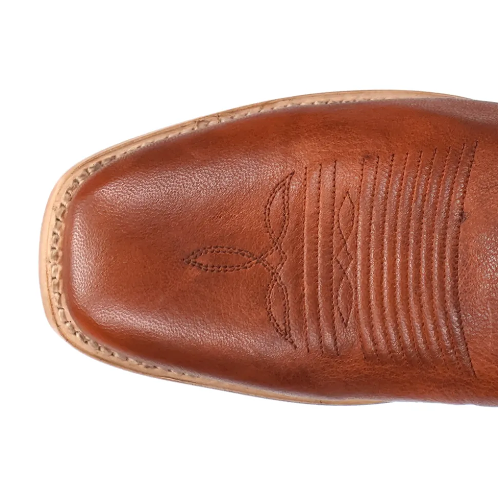 Jerry Embroidered Square Toe Pull On Cowboy Boots