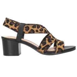 Jodi Leopard Stretch Block Heel Sandals