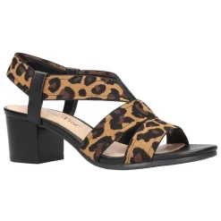 Jodi Leopard Stretch Block Heel Sandals