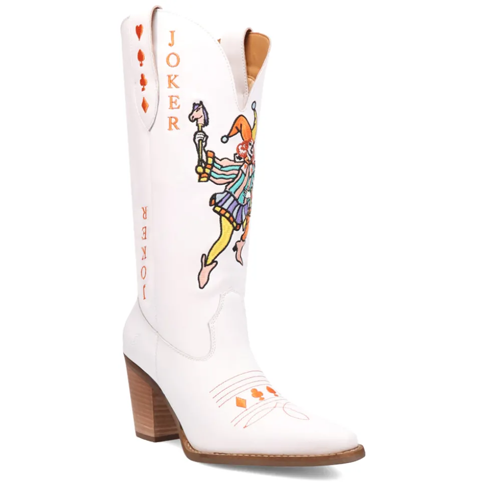 Joker Graphic Embroidered Snip Toe Pull On Cowboy Boots