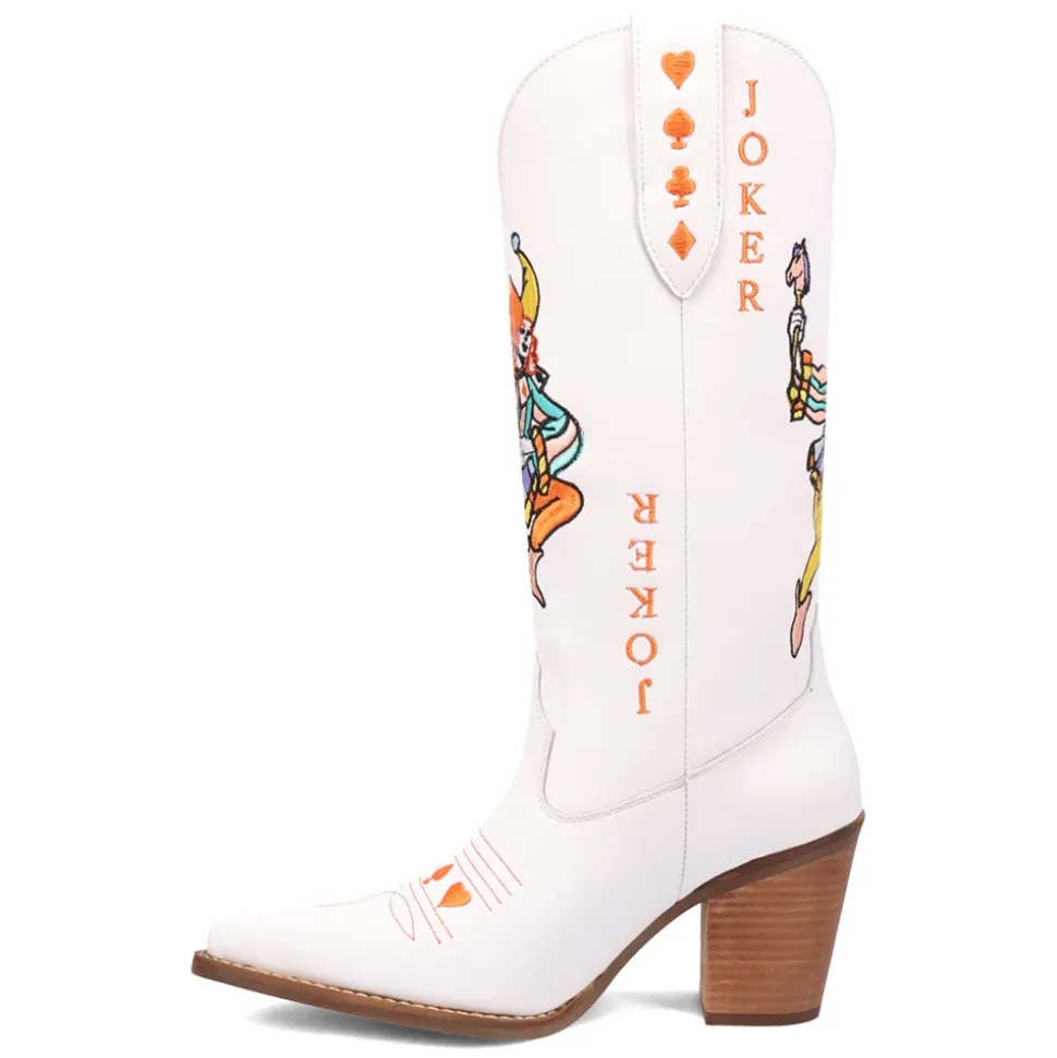 Joker Graphic Embroidered Snip Toe Pull On Cowboy Boots