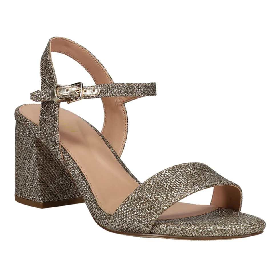 Josie Glitter Block Heel Sling Black Sandals