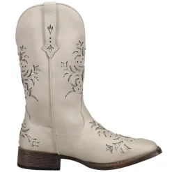 Kennedy Tooled-Inlay Glitter Square Toe Pull On Cowboy Boots