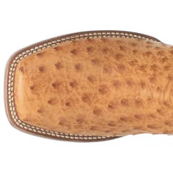 Kershaw Ostrich Embroidered Square Toe Pull On Cowboy Boots