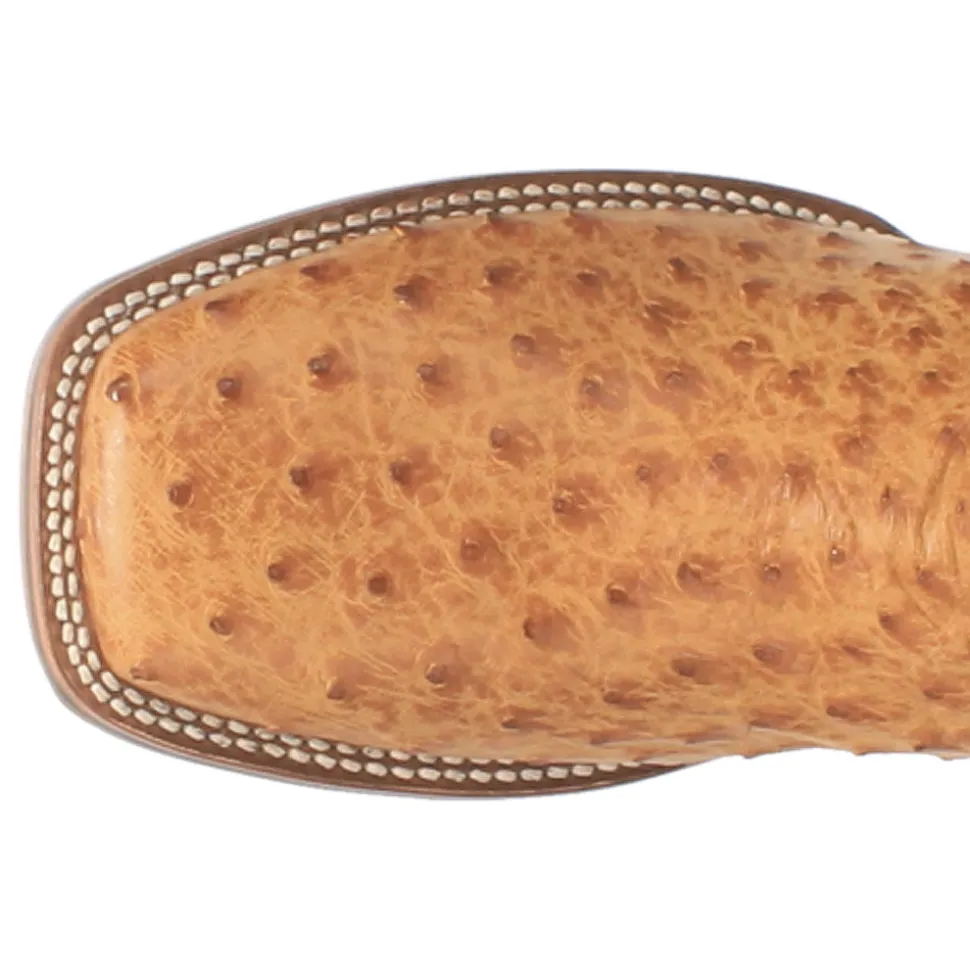Kershaw Ostrich Embroidered Square Toe Pull On Cowboy Boots