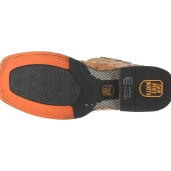 Kershaw Ostrich Embroidered Square Toe Pull On Cowboy Boots