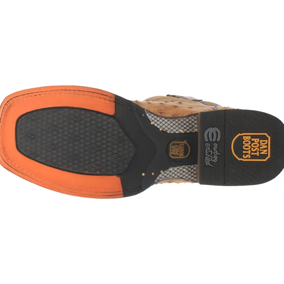 Kershaw Ostrich Embroidered Square Toe Pull On Cowboy Boots