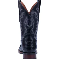 Kingsly Caiman Croc Embroidered Square Toe Pull On Cowboy Boots