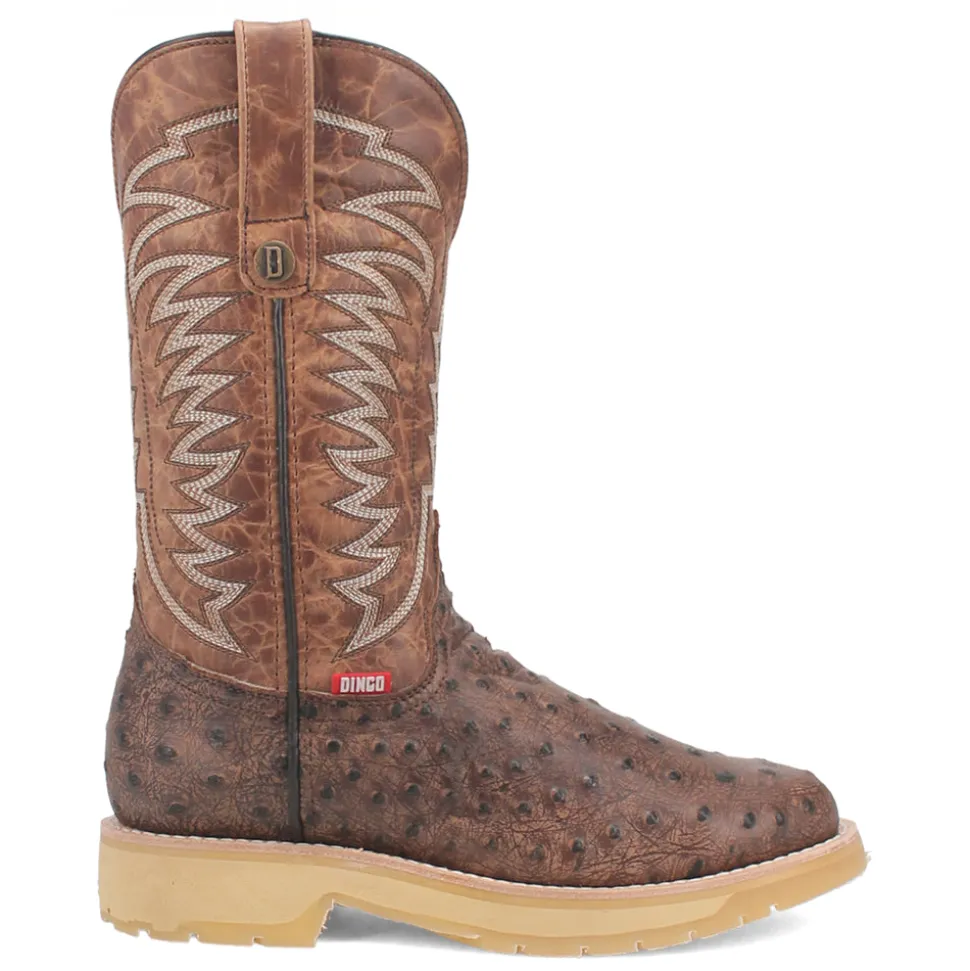 Kiwi Embroidered Ostrich Round Toe Cowboy Boots