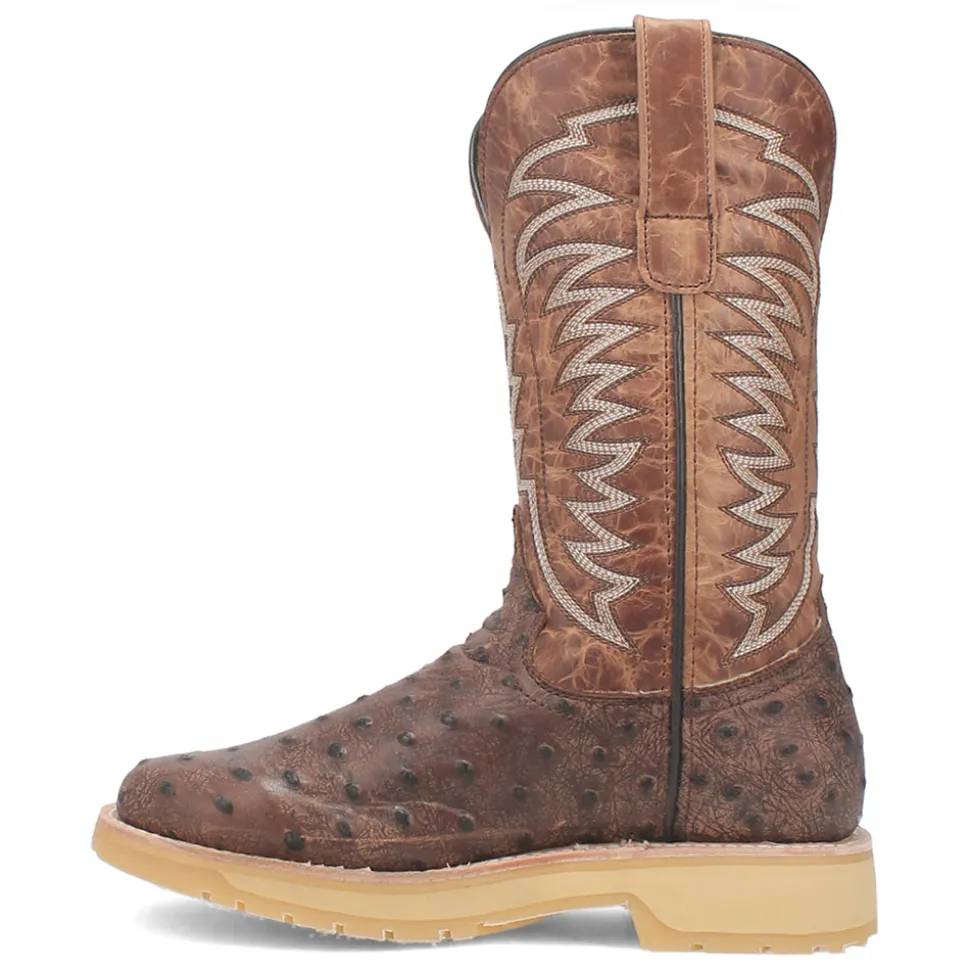 Kiwi Embroidered Ostrich Round Toe Cowboy Boots