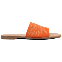 Lasso Embroidered Slide Flat Sandals