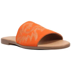 Lasso Embroidered Slide Flat Sandals