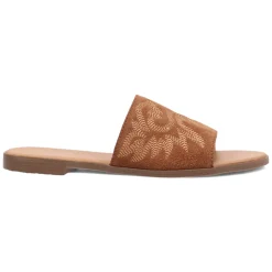 Lasso Embroidered Slide Flat Sandals