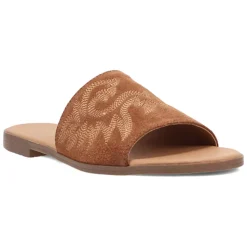 Lasso Embroidered Slide Flat Sandals