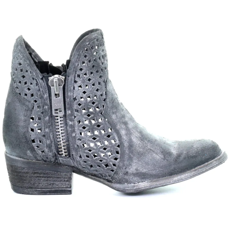LD Cut Out Shortie Ankle Round Toe Zippered Cowboy Booties