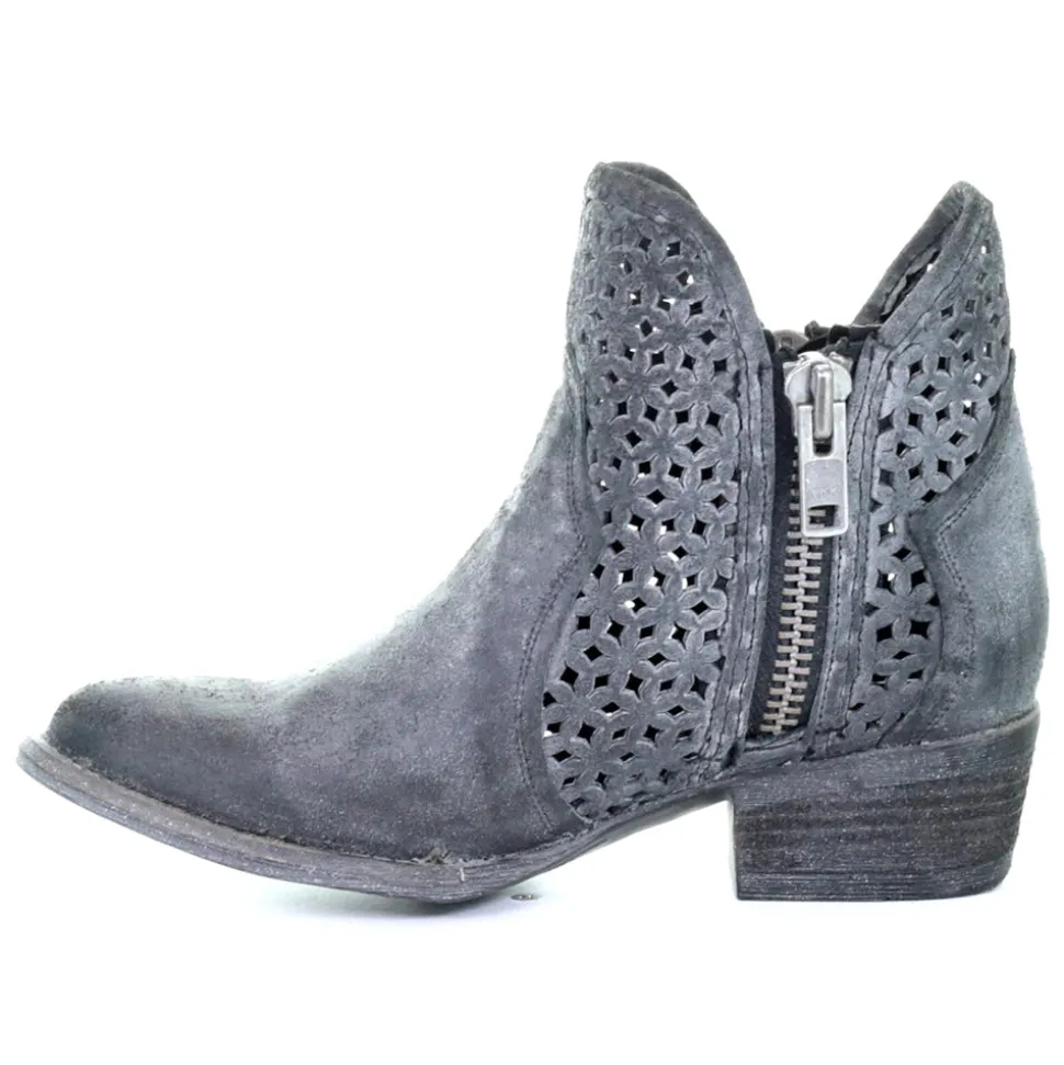 LD Cut Out Shortie Ankle Round Toe Zippered Cowboy Booties