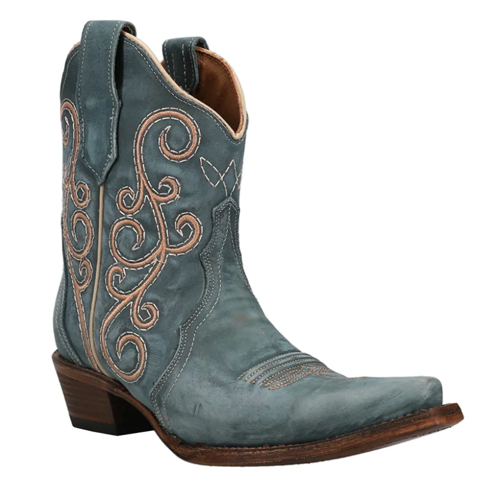 LD Distressed Triad Snip Toe Cowboy Booties