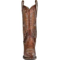 LD Tan Embroidered Studded Snip Toe Cowboy Boots