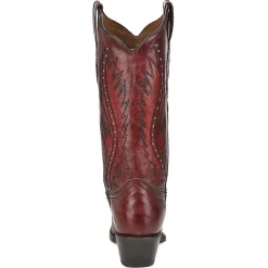 LD Wine Embroidered Studded Snip Toe Pull On Cowboy Boots