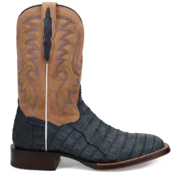 Leon Caiman Embroidered Square Toe Pull On Cowboy Boots