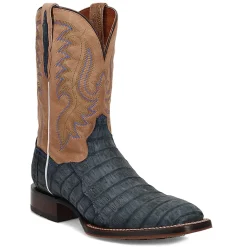 Leon Caiman Embroidered Square Toe Pull On Cowboy Boots