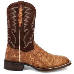 Leon Caiman Embroidered Square Toe Pull On Cowboy Boots