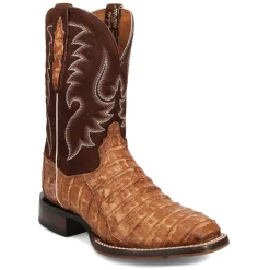 Leon Caiman Embroidered Square Toe Pull On Cowboy Boots