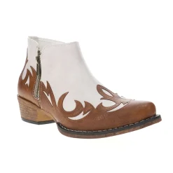 Lorene Tooled Inlay Snip Toe Cowboy Booties