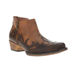 Lorene Tooled Inlay Snip Toe Cowboy Booties