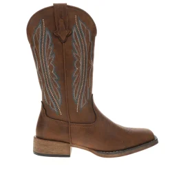 Loretta Embroidered Square Toe Pull On Cowboy Boots