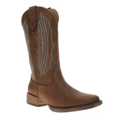 Loretta Embroidered Square Toe Pull On Cowboy Boots