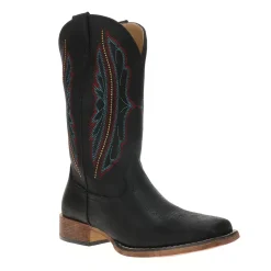 Loretta Embroidered Square Toe Pull On Cowboy Boots