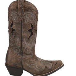 Lucretia Tooled-Inlay Embroidery Studded Snip Toe Cowboy Boots