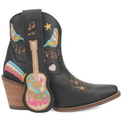 Melody Leather Graphic Embroidered Snip Toe Pull On Cowboy Booties