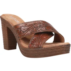 Mika Floral Embossed Block Heel Sandals