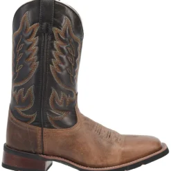 Montana Embroidered Square Toe Pull On Cowboy Boots