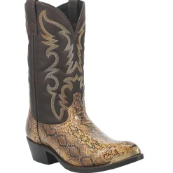 Monty Snake Print Pointed Toe Pull On Cowboy Boots