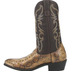 Monty Snake Print Pointed Toe Pull On Cowboy Boots