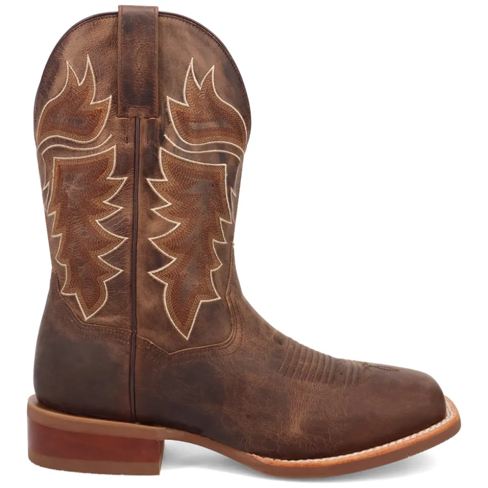 Morris Embroidered Square Toe Pull On Cowboy Boots